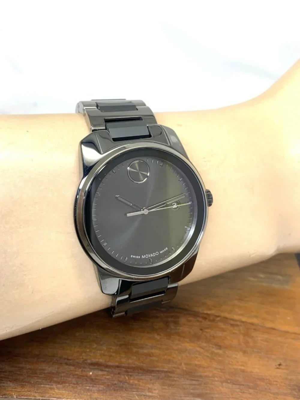 Movado Men's Watch Bold Verso Gray Dial Swiss Quartz Black Ceramic Steel 42mm